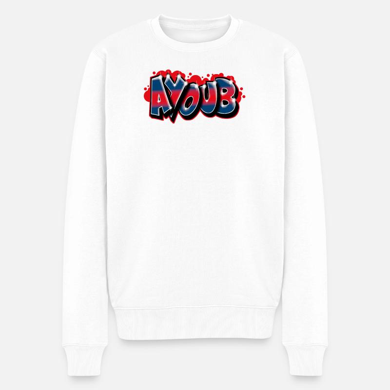 Graffiti Prénom AYOUB - Pull Premium bio Homme - blanc