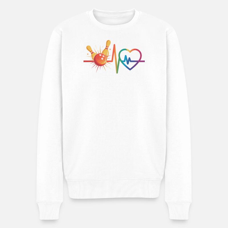 Bowling und Herz - Männer Premium Bio Pullover - Weiß