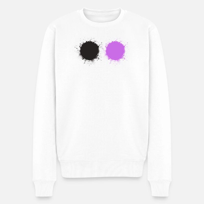 Schwarz Lila - Männer Premium Bio Pullover - Weiß