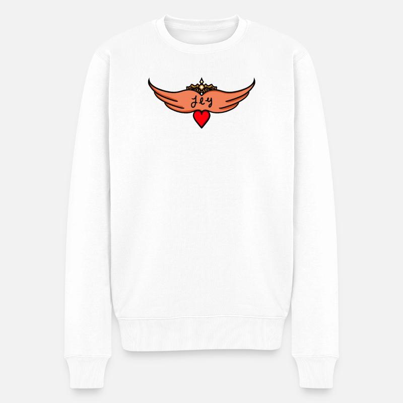 Flügel fliegen - Männer Premium Bio Pullover - Weiß