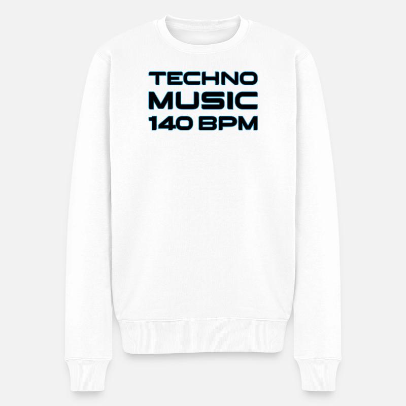 Techno Neon 140 BPM - Männer Premium Bio Pullover - Weiß