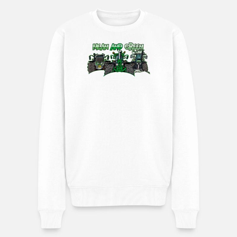 MeanAndGreenDifferentTractors - Männer Premium Bio Pullover - Weiß