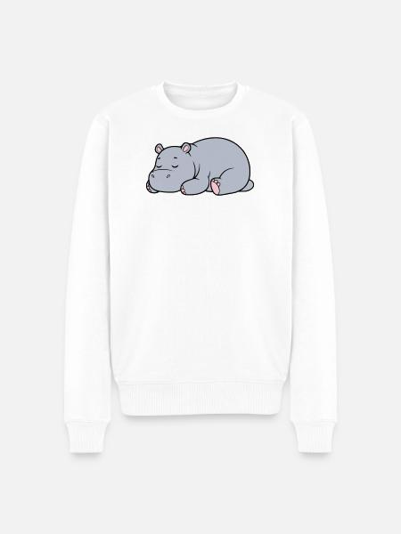 Sleeping Hippopotamus Tired Lazy Vector - Men's Premium Organic Jumper - white