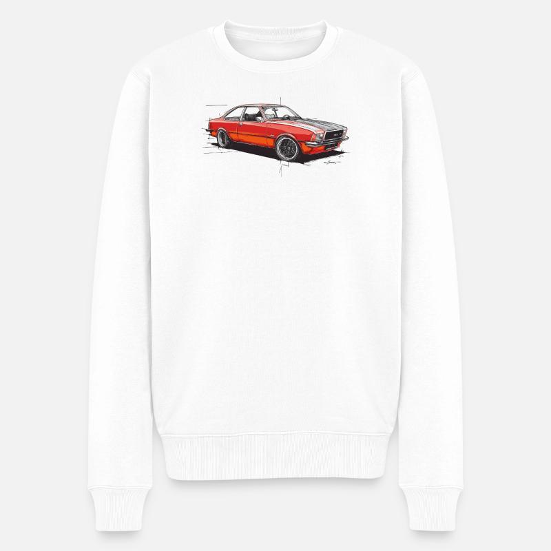 Roter Oldtimer-Coupéwagen - Männer Premium Bio Pullover - Weiß