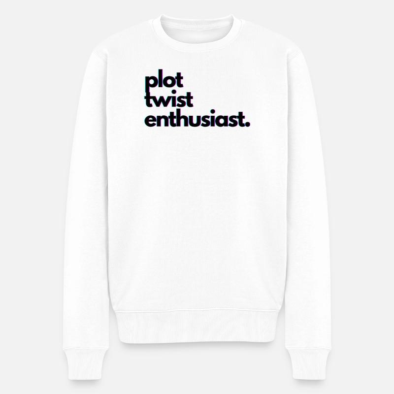 Plot_twist_enthusiast - Männer Premium Bio Pullover - Weiß