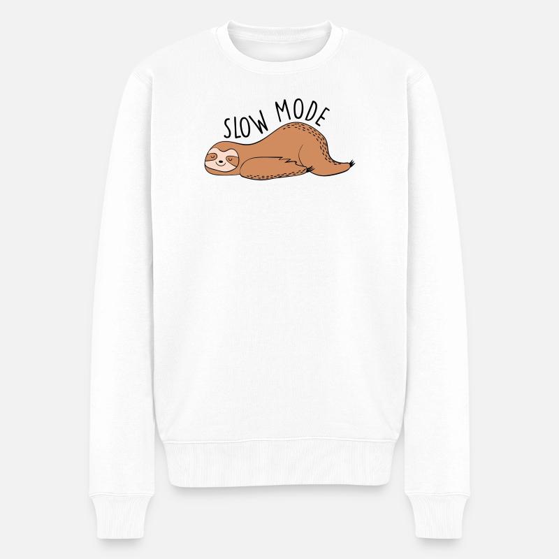 Fauler Langsammodus - Männer Premium Bio Pullover - Weiß