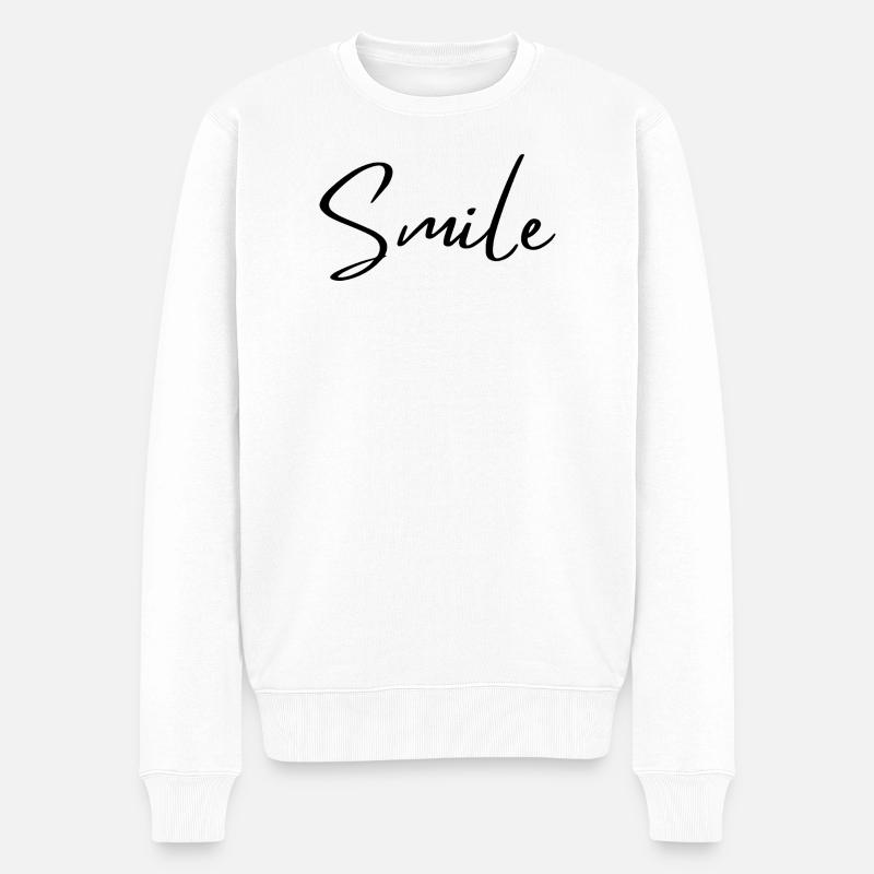 Lächeln - Männer Premium Bio Pullover - Weiß