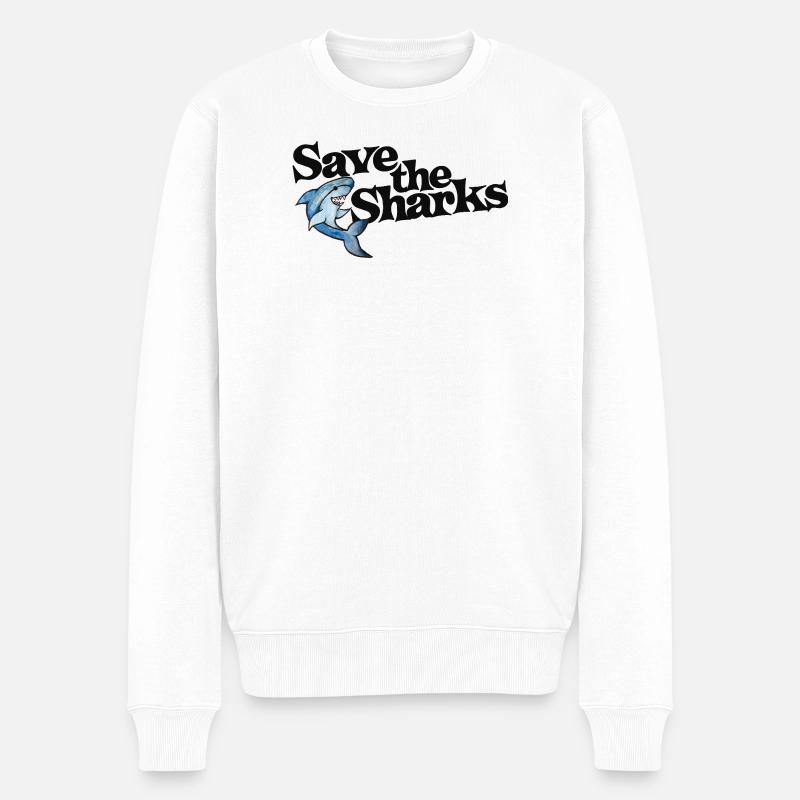 Graphique de l’océan Save the Sharks - Pull Premium bio Homme - blanc