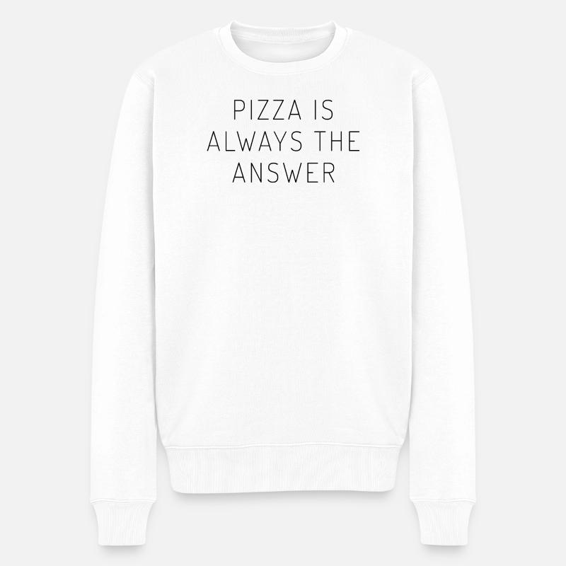 Pizza Answer - Männer Premium Bio Pullover - Weiß
