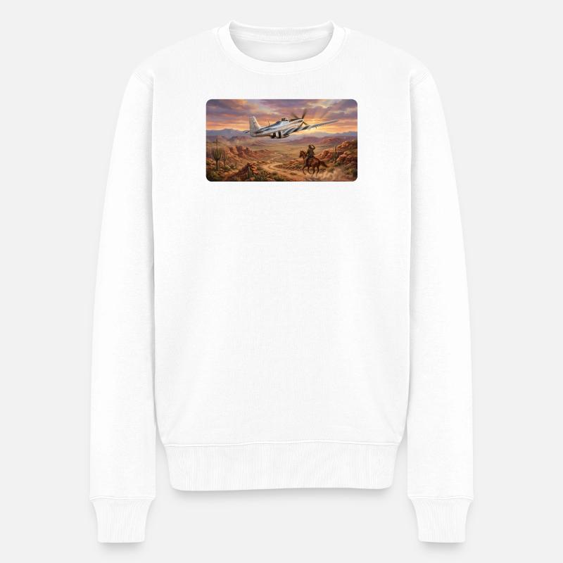 Iconic Pony Fighter - Männer Premium Bio Pullover - Weiß