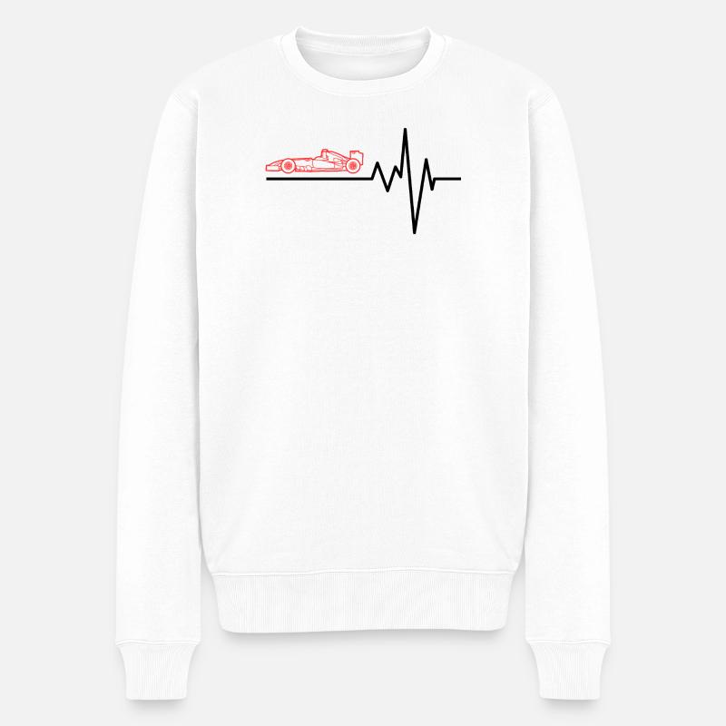 Roter Rennwagen Outline Grafik - Männer Premium Bio Pullover - Weiß