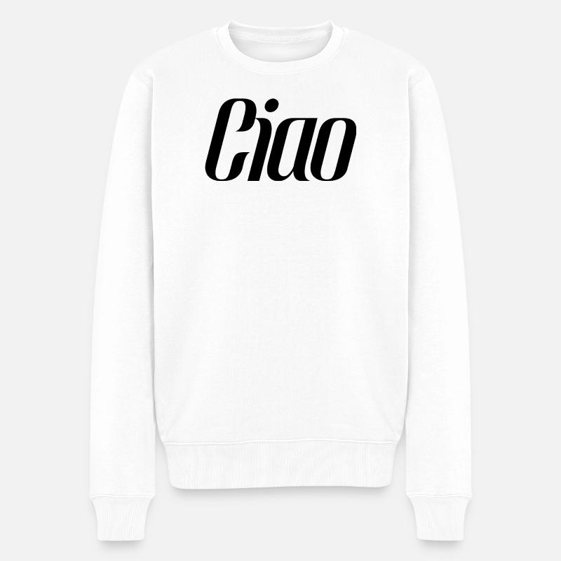 Ciao Italy Saying – Conception typographique minimaliste - Pull Premium bio Homme - blanc