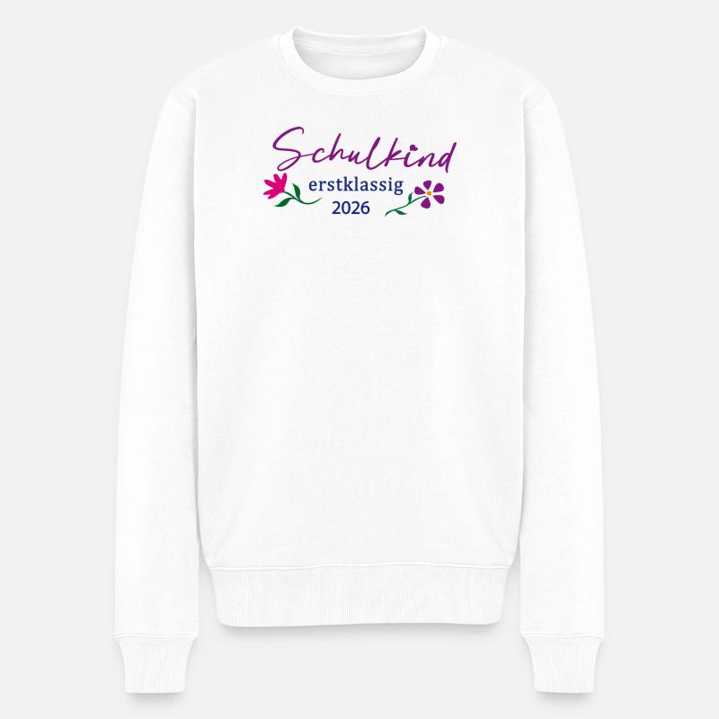 Schulkind Erstklassig 2026  - Männer Premium Bio Pullover - Weiß