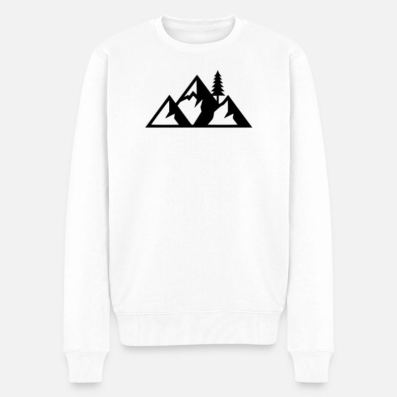 Silhouette de la forêt de sapins des montagnes - Pull Premium bio Homme - blanc