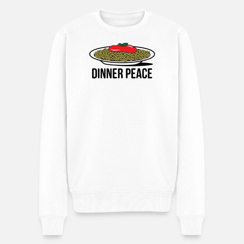 Spaghettis Pop Art à la sauce tomate - Pull Premium bio Homme - blanc