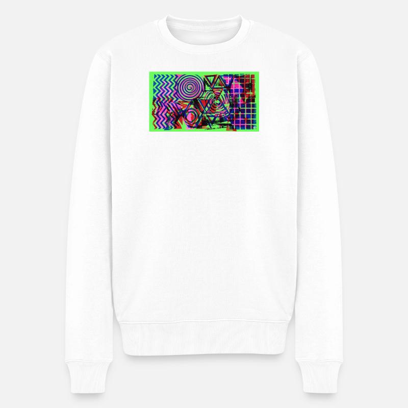 Géométrie néon Chaos - Pull Premium bio Homme - blanc