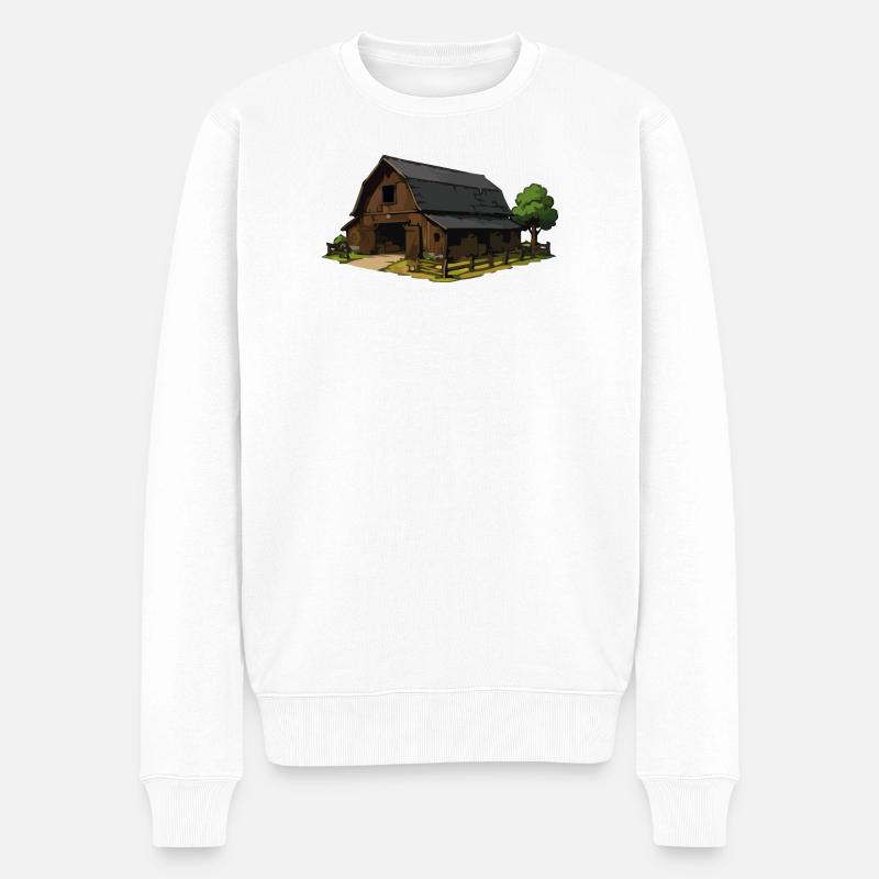 Rustikale Scheune Illustration - Männer Premium Bio Pullover - Weiß