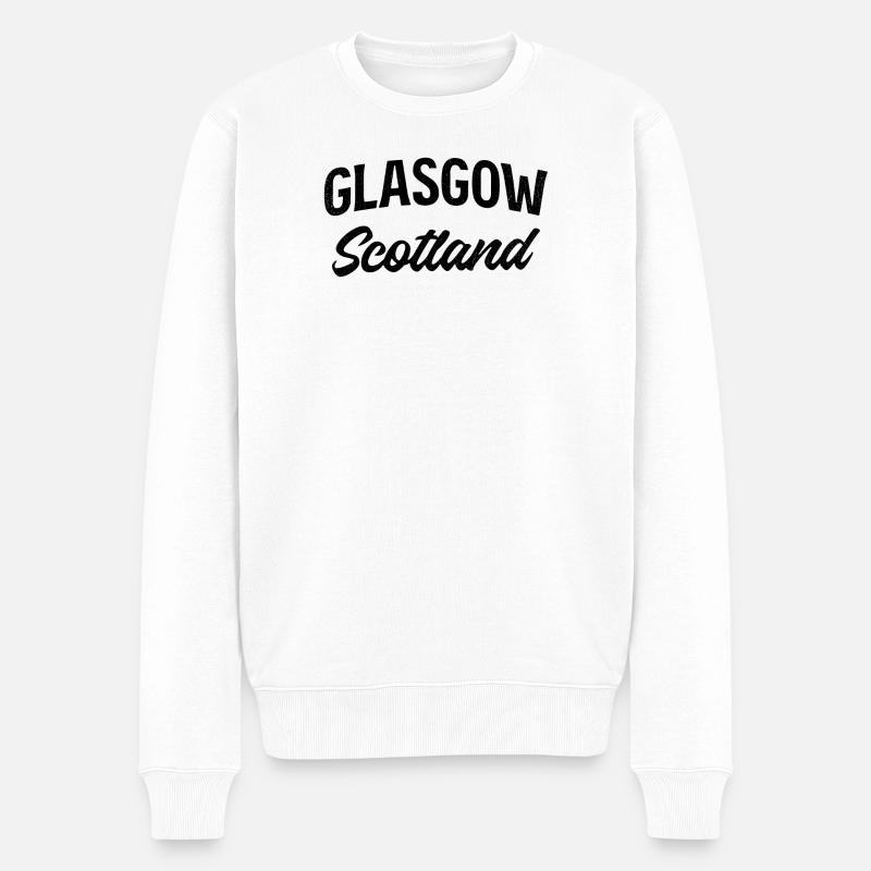 Glasgow Schottland - Männer Premium Bio Pullover - Weiß
