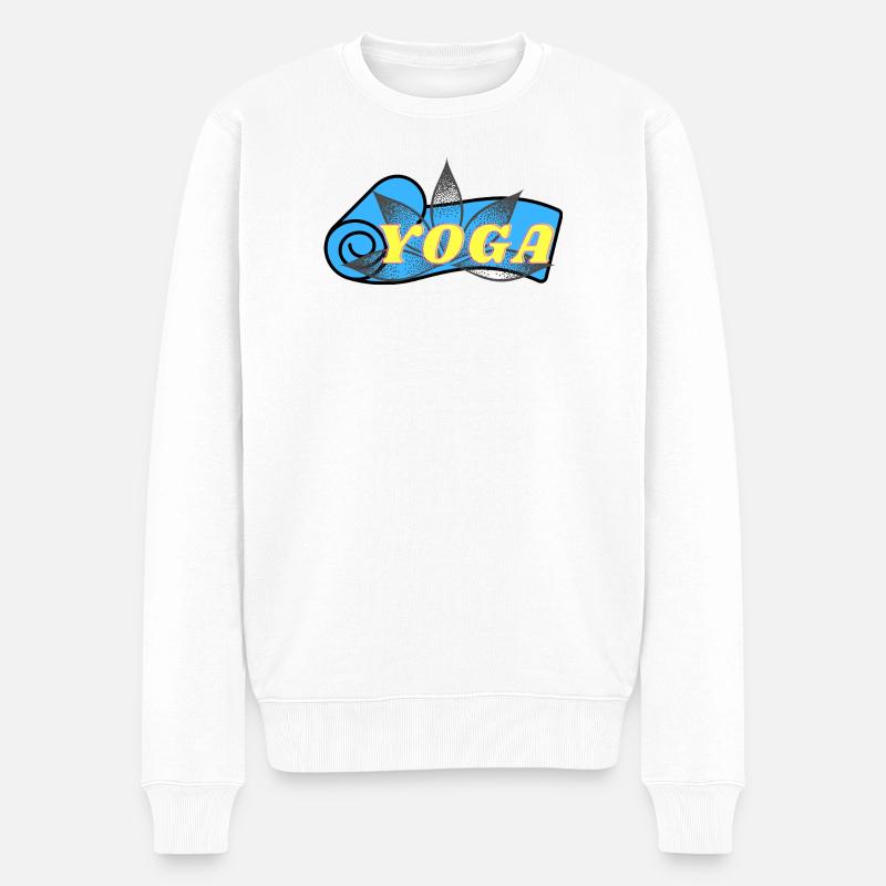 Yoga Lotus Neon Retro - Männer Premium Bio Pullover - Weiß