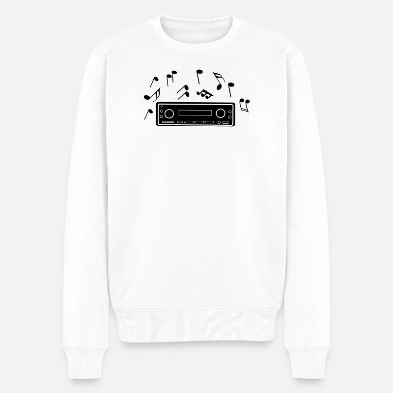 Autoradio avec notes de musique - Pull Premium bio Homme - blanc