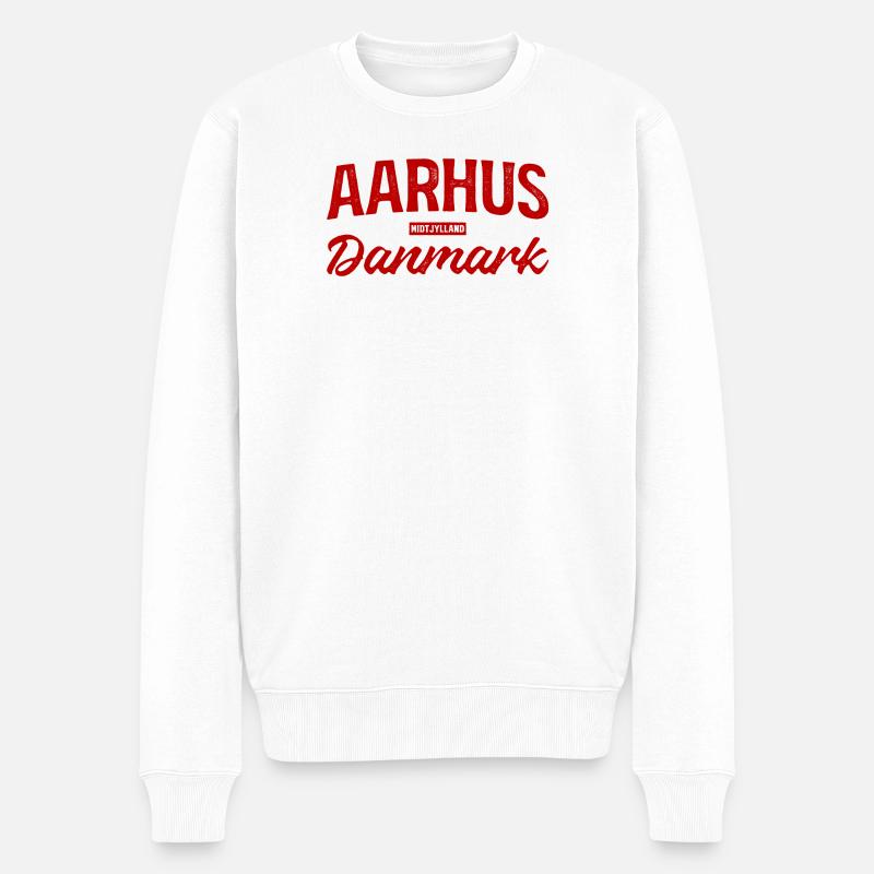 Aarhus Danmark Lettrage Rétro - Pull Premium bio Homme - blanc