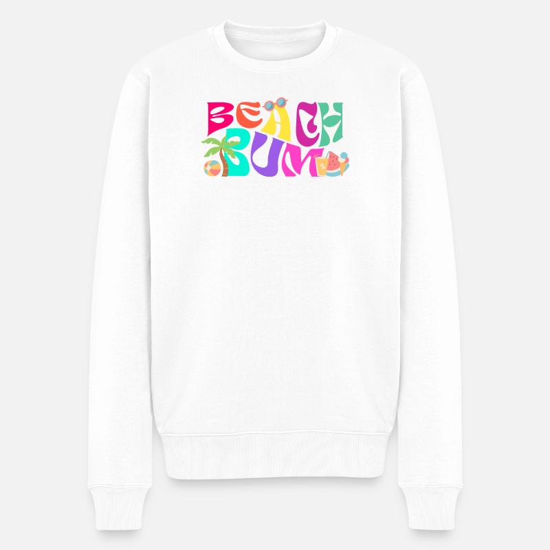Strand Bum Bunt Groovy - Männer Premium Bio Pullover - Weiß