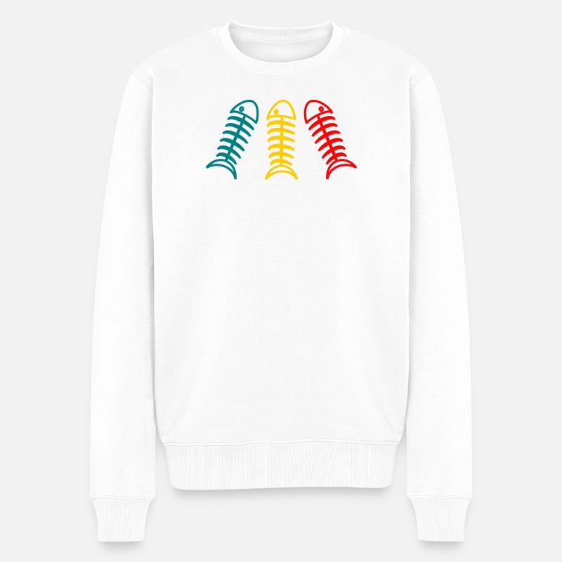 SARDINE. FISCH. Aprilscherze. OSTERN. MEER - Männer Premium Bio Pullover - Weiß