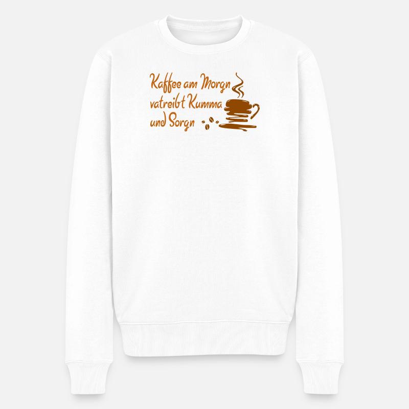 Le café du matin conduit Kumma et Sorgn - Pull Premium bio Homme - blanc