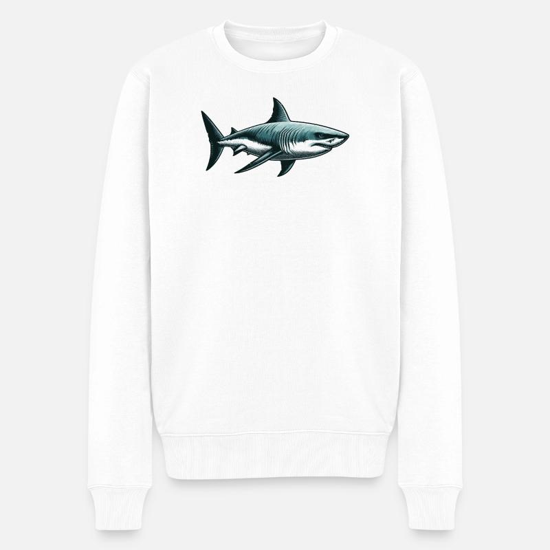 Weißer Hai - Männer Premium Bio Pullover - Weiß