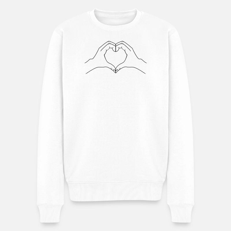 Personalisiertes Herzhände-Motiv – schlicht - Männer Premium Bio Pullover - Weiß