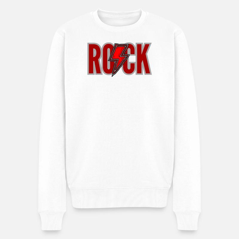 ROCK Rotes Logo - Männer Premium Bio Pullover - Weiß