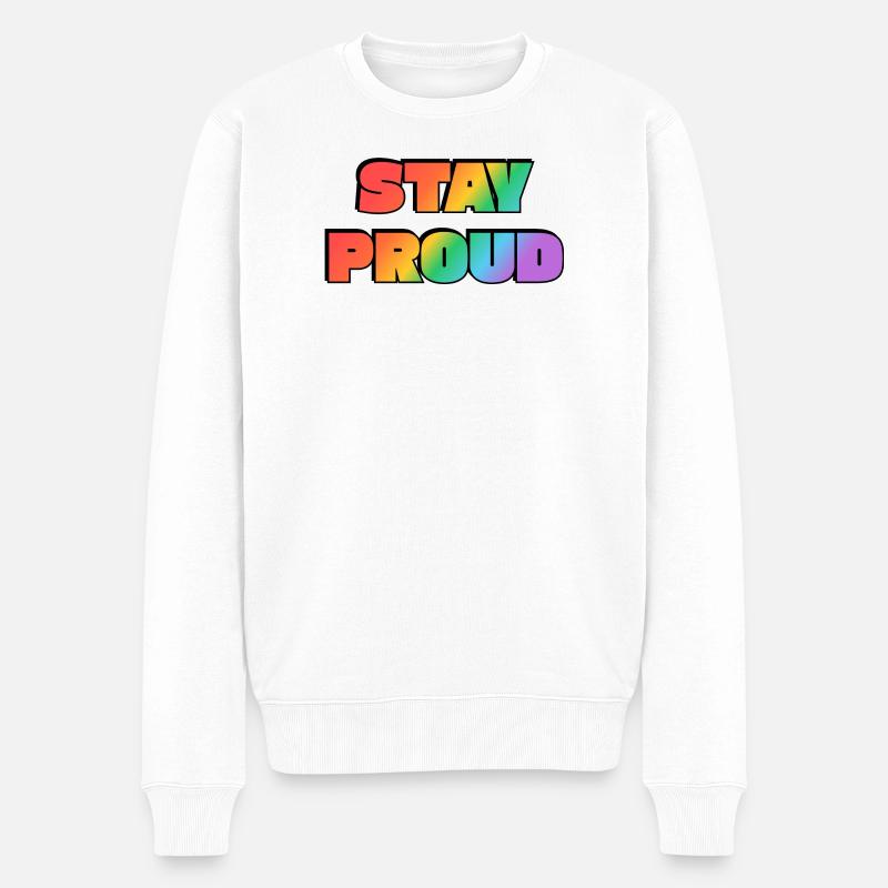 Stay Proud Rainbow Gradient - Männer Premium Bio Pullover - Weiß