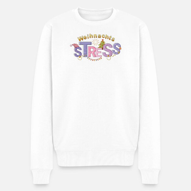 Weihnachten Stress  - Männer Premium Bio Pullover - Weiß