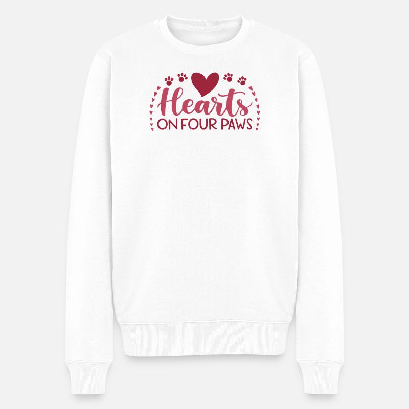 Herz auf vier Pfoten - Männer Premium Bio Pullover - Weiß