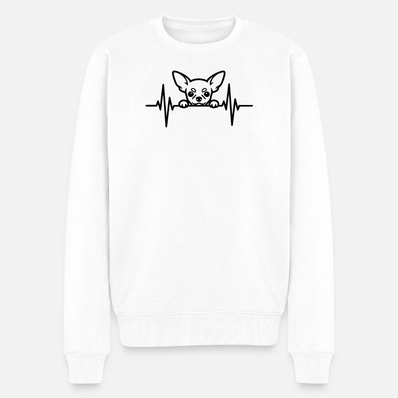Chihuahua Herzschlag – Kleiner Hund - Männer Premium Bio Pullover - Weiß