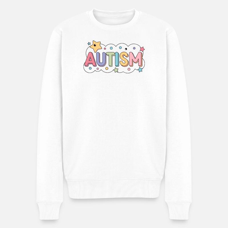 Autismus Pastellsterne und Freude - Männer Premium Bio Pullover - Weiß