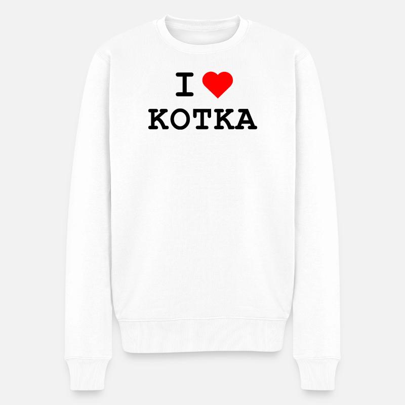I love Kotka - Männer Premium Bio Pullover - Weiß