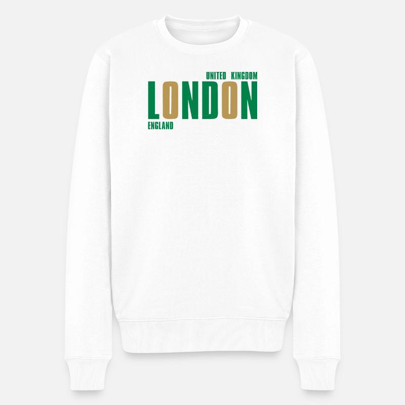 London – England Lyric Design - Männer Premium Bio Pullover - Weiß