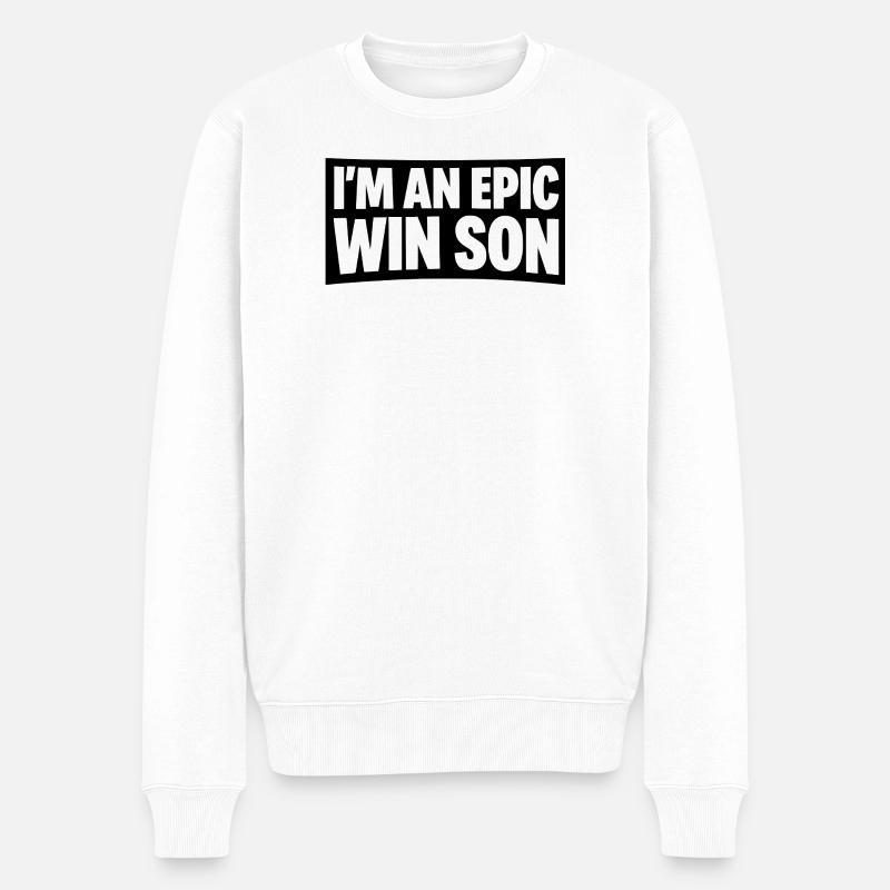 epic win son - Männer Premium Bio Pullover - Weiß