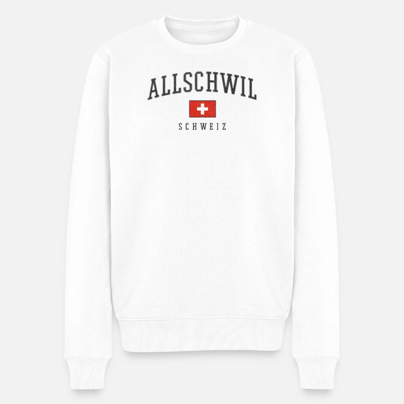 Allschwil Logo Schweizer Flagge - Männer Premium Bio Pullover - Weiß