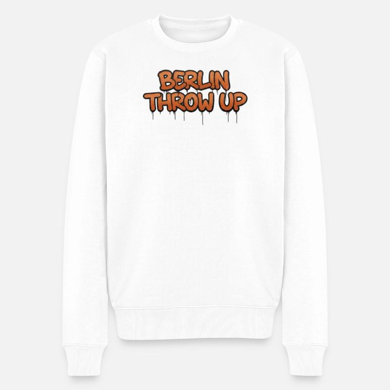 Berlin Throw Up Graffiti - Männer Premium Bio Pullover - Weiß