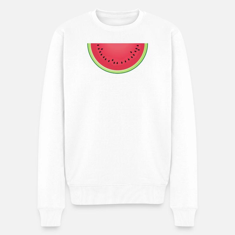 Saftige Wassermelonenscheibe - Männer Premium Bio Pullover - Weiß