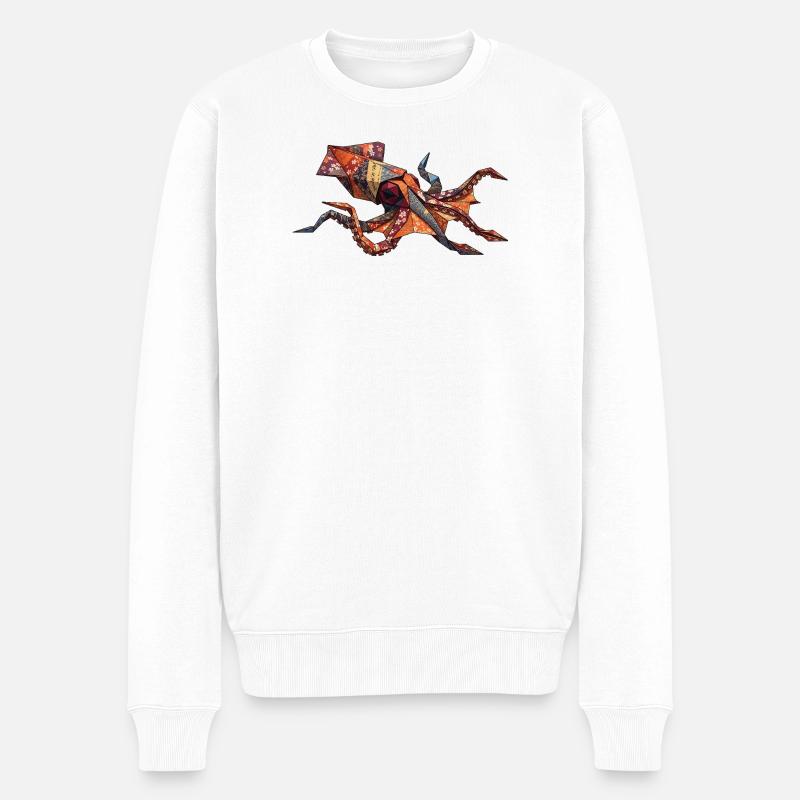 Patchwork de crabe en origami - Pull Premium bio Homme - blanc