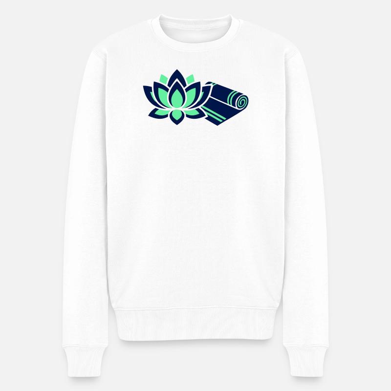 Lotusblüte Yogamatte Icon - Männer Premium Bio Pullover - Weiß