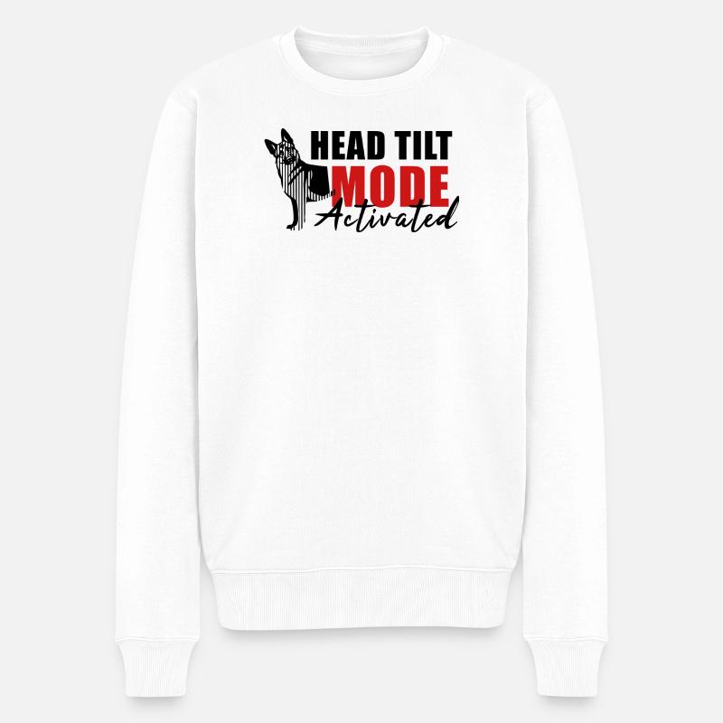 Schäfi Silhouette - Head Tilt linear Schäferhund - Männer Premium Bio Pullover - Weiß