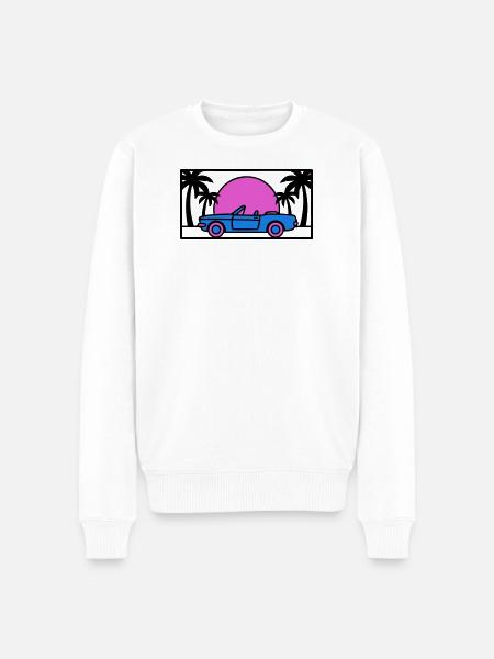 Convertible Palm Trees Sunset Graphic - Men's Premium Organic Jumper - white
