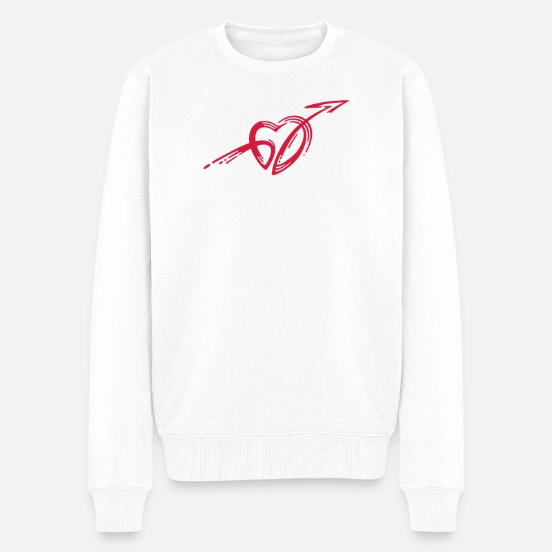 Herz Pfeil - Männer Premium Bio Pullover - Weiß