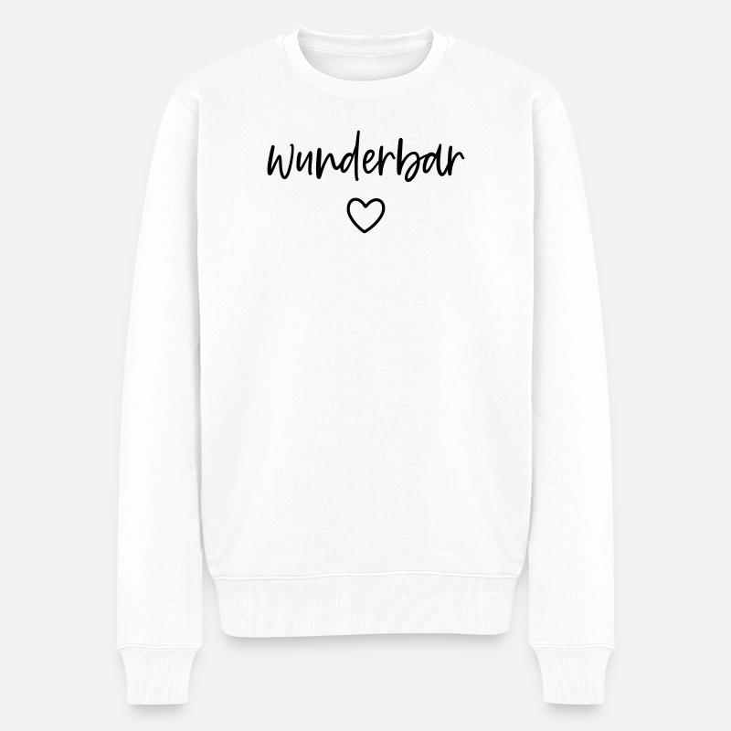 wunderbar Herz - Männer Premium Bio Pullover - Weiß
