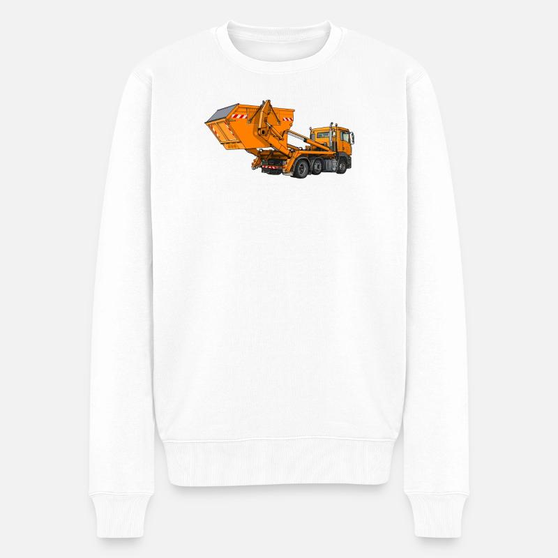 LKW mit Mulde, Absetzkipper - Männer Premium Bio Pullover - Weiß