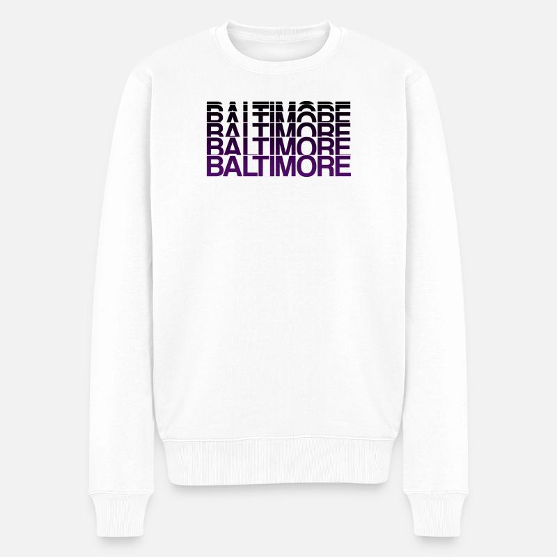 Baltimore Violett Gradient Stil - Männer Premium Bio Pullover - Weiß
